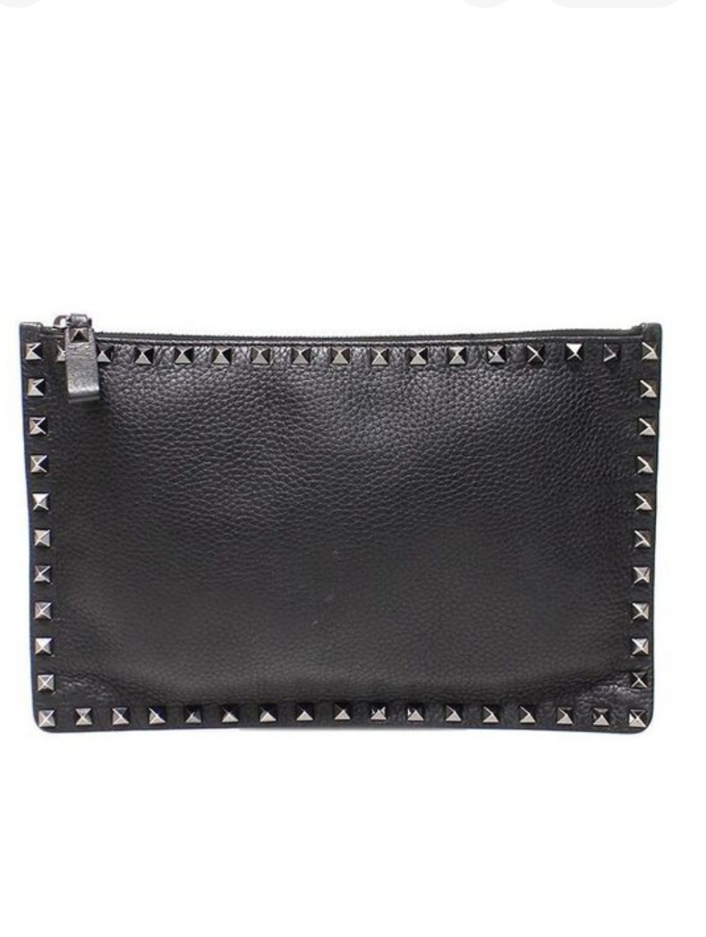 Valentino Garavani Black Leather Rockstud Zip Pouch